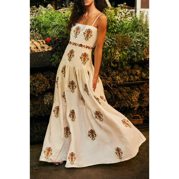 Agua Bendita Dresses & Skirts - AGUA BENDITA  Lima Printed Linen Maxi Dress Size Small